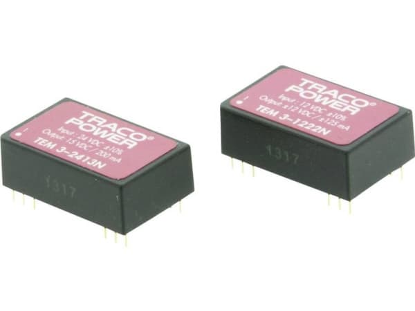 TracoPower TEM 3-2422N DC/DC-omvandlare, PCB 24 V/DC 12 V/DC, -12 V/DC 125 mA 3 W Antal utgångar: 2 x