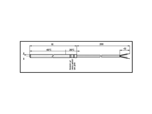 Enda K1-Tc-J-6x60-2m Temperature Sensor Sensor Type J Measuring Range Temperature-50 To 400 °C Cable Length 2 M Sensor 6 Mm