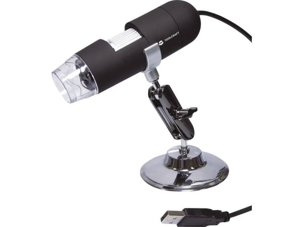 Toolcraft TO-5139591, Digitalt mikroskop, Svart, 200x, 20x, LED, Vit