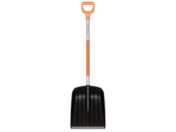 Fiskars 1003468, Snöskyffel, Gjuten aluminium, Plast, Svart, Grå, Orange, Ergonomisk, D-formad, 1,4 kg