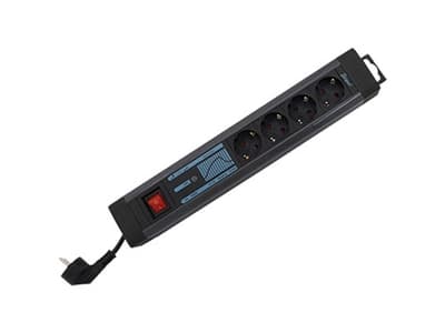 REV 0015462513, 2,5 m, Kulmikas, Musta, 4 AC-pistorasia(a), 250 V, 3500 W