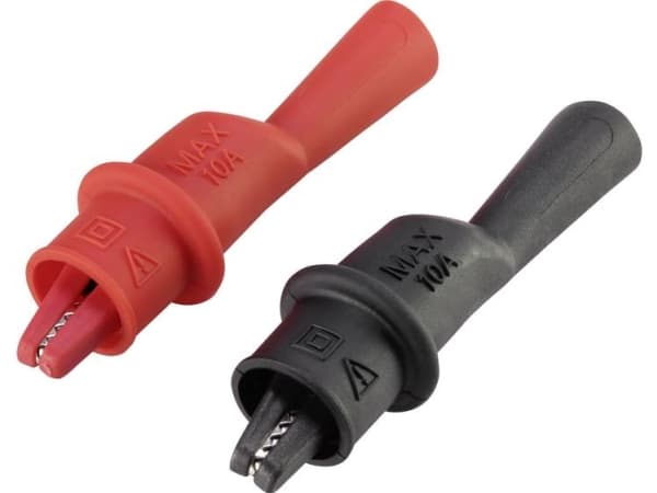 VOLTCRAFT MSK-104 Krokodilleklemme Stik 4 mm CAT III 1000 V, CAT IV 600 V Sort, Rød