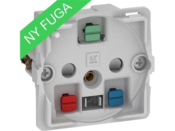 LK FUGA uttag 2-poligt + DK jord med LED, utan lock