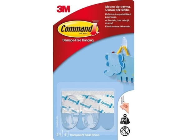 3M Command små gennemsigtige kroge med gennemsigtige strips 170