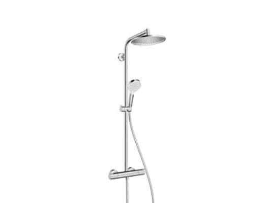 HANSGrohe Crometta S240 brusesystem i hvid/krom med 350 mm brusearm, håndbruser med 1 strålefunktion Rain. EuroSmart 9l/min.
