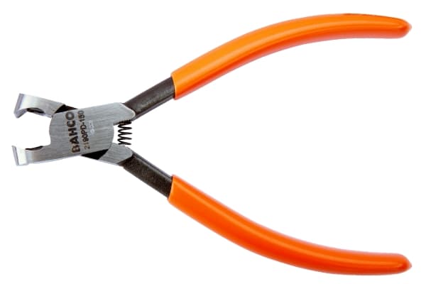 Bahco Sideavbiter vinklet 90°, for bearbeiding av plastdeler, Diagonal tang, 1,5 cm, 1,15 cm, 1,1 cm, Kull stål, PVC, Oransje