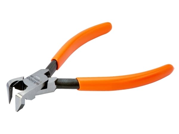 Bahco Sideavbiter vinklet 90°, for bearbeiding av plastdeler, Diagonal tang, 1,5 cm, 1,15 cm, 1,1 cm, Kull stål, PVC, Oransje