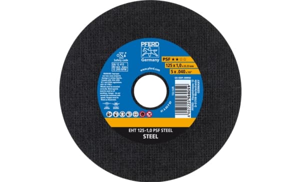 PFERD 4007220560259, Katkaisulaikka, Metalli, 12200 RPM, Musta, Sininen, 12,5 cm, 1 mm