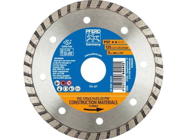 PFERD 68012222, 2,22 cm, 2,1 mm, 12200 RPM, Tyskland, 141 g, 155 mm