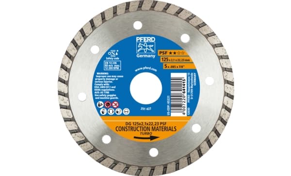 PFERD 68012222, 2,22 cm, 2,1 mm, 12200 RPM, Tyskland, 141 g, 155 mm