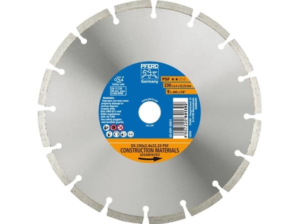 PFERD 68023223, 2,22 cm, 2,4 mm, 6600 RPM, Tyskland, 649 g, 262 mm
