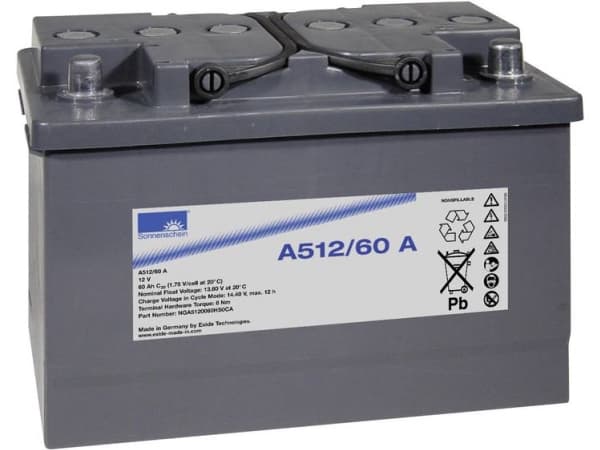 GNB Sonnenschein A512/60 A NGA5120060HS0CA Lyijyakku 12 V 60 Ah Lyijygeeli (B x K x S) 278 x 190 x 175 mm Kartiopylväs Huoltovapaa