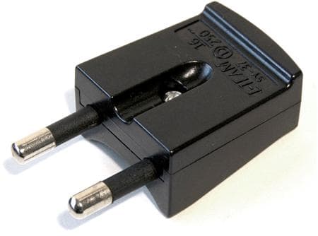 Förstärkt plugg platt, utan jord, 16A 250V IP20, Polykarbonat - färg svart