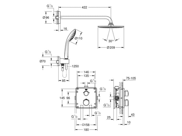 GROHE Grohtherm, 1 stykker