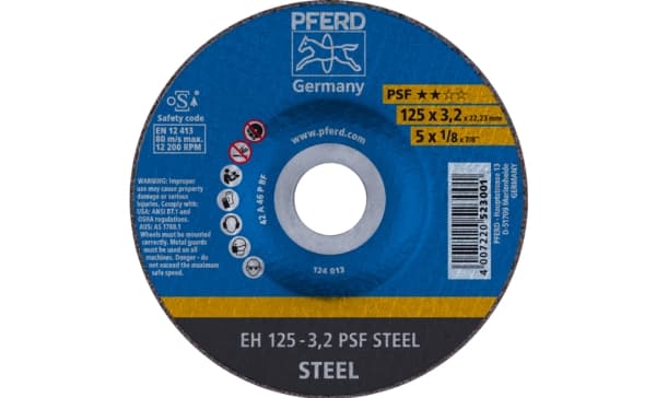PFERD 61720226, 2,22 cm, 12,5 cm, 3,2 mm, 12200 RPM, 25 stykker