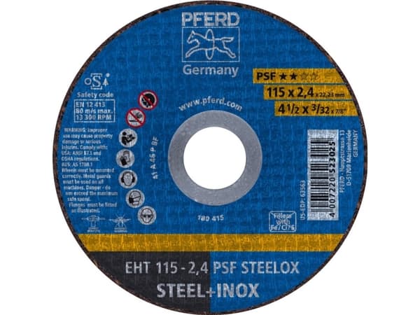 PFERD EHT 115-2,4 PSF STEELOX, Stål, Rustfritt stål, PFERD, 11,5 cm, 13300 RPM, 25 stykker