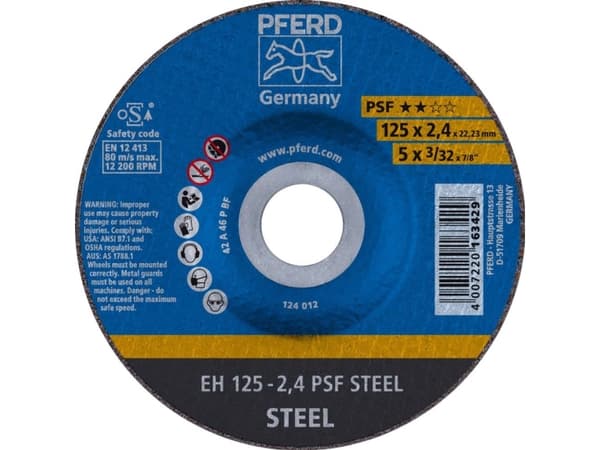 PFERD EH 125-2,4 PSF STEEL, Terästä, PFERD, 2,22 cm, 12,5 cm, 12200 RPM, 25 kpl