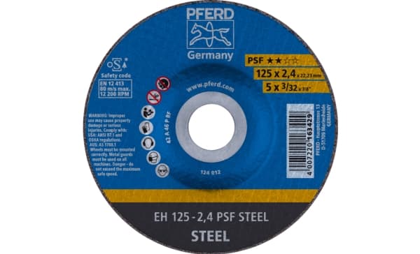 PFERD EH 125-2,4 PSF STEEL, Terästä, PFERD, 2,22 cm, 12,5 cm, 12200 RPM, 25 kpl