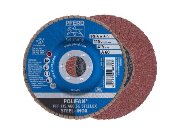 PFERD PFF 115 A 60 SG STEELOX, metalli, 13300 rpm, 11,5 cm, 10 kpl PFERD PFF 115 A 60 SG STEELOX, metalli, 13300 rpm, 11,5 cm, 10 kpl