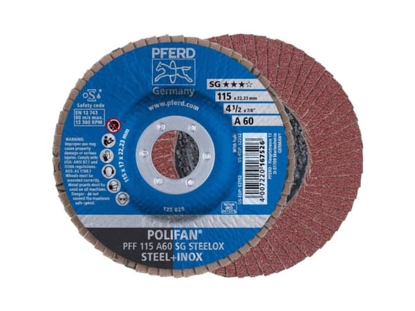 PFERD PFF 115 A 60 SG STEELOX, metalli, 13300 rpm, 11,5 cm, 10 kpl PFERD PFF 115 A 60 SG STEELOX, metalli, 13300 rpm, 11,5 cm, 10 kpl