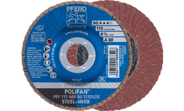PFERD PFF 115 A 60 SG STEELOX, metalli, 13300 rpm, 11,5 cm, 10 kpl PFERD PFF 115 A 60 SG STEELOX, metalli, 13300 rpm, 11,5 cm, 10 kpl