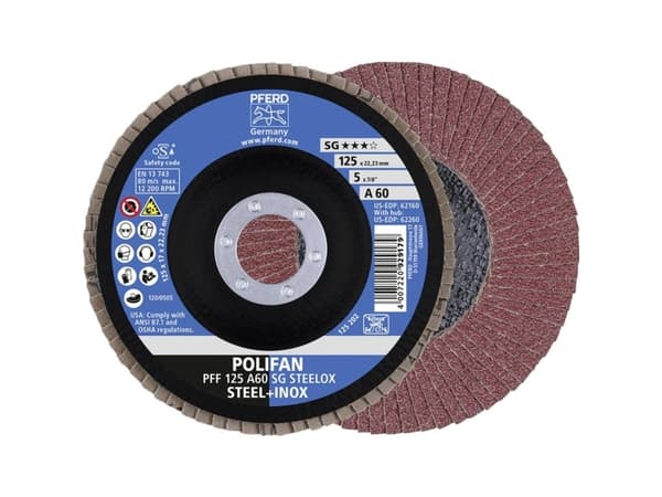 PFERD PFF 125 A 60 SG STEELOX, Metall, 12200 RPM, 12,5 cm, 10 styck