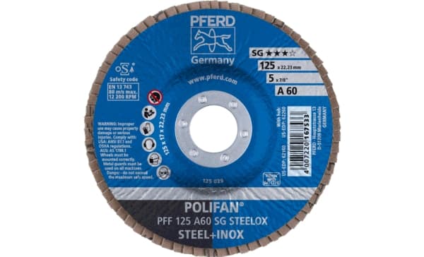 PFERD PFF 125 A 60 SG STEELOX, Metall, 12200 RPM, 12,5 cm, 10 styck