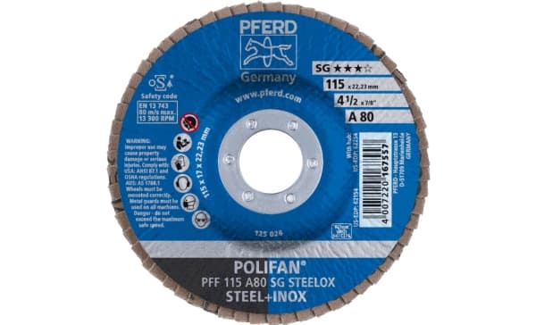 PFERD PFF 115 A 80 SG STEELOX, Metalli, 13300 RPM, 11,5 cm, 10 kpl