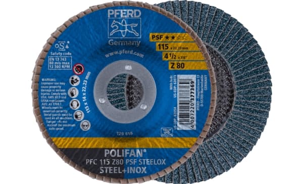 PFERD PFC 115 Z 80 PSF STEELOX, metalli, 13300 rpm, 11,5 cm, 10 kpl PFERD PFC 115 Z 80 PSF STEELOX, metalli, 13300 rpm, 11,5 cm, 10 kpl