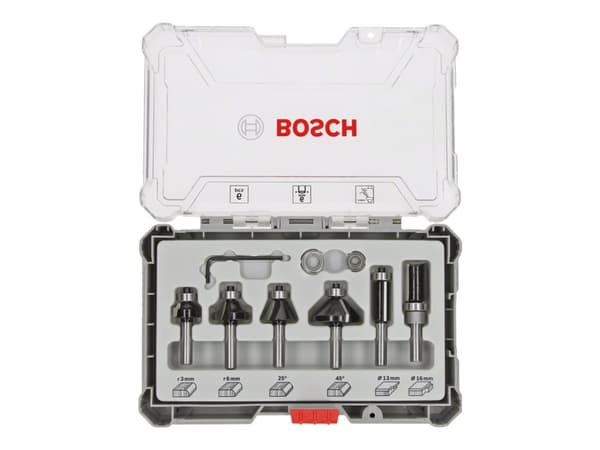 Bosch - Fresekutter - for tre, bløtt tre, løvtre - 6 deler - heksagonal - lengde: 56 mm, 51 mm, 54 mm, 65 mm, 55 mm