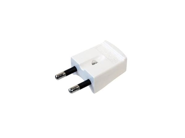 Vahvistettu pistoke litteä, ilman maadoitusta, 16A 250V IP20, polykarbonaatti - väri valkoinen