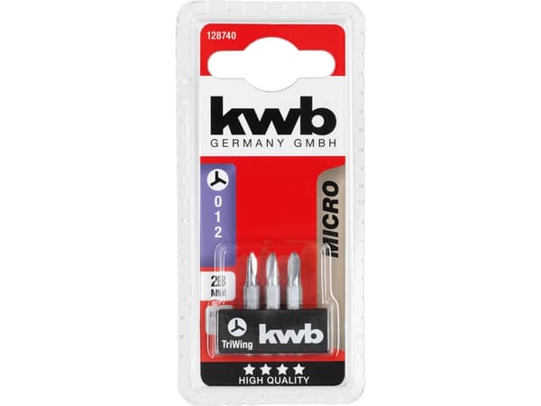 kwb 128740, 3 kpl, Kolmikärkinen, 0, 1, 2, Terästä, 2,8 cm, 25,4 / 4 mm (1 / 4")