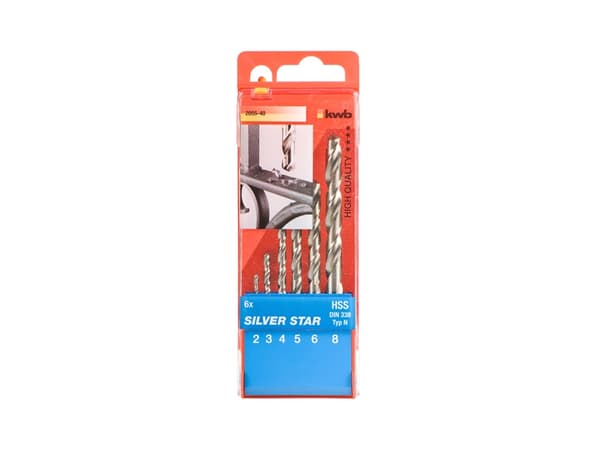 kwb SILVER STAR HSS, Drill, Drill bit set, Høyrehåndsrotasjon, Strykejern, Plast, Profil, Rustfritt stål, Rustfri stålplate (tynn), 135°, Høy-Hastigh