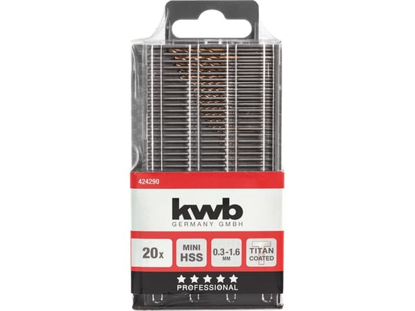 kwb 424290, Borr, Borrsats, 0,3 mm, Akrylglas, Gjuten aluminium, Plast, Profil, Metallplåt, HSS-M2 (Molybden-höghastighetsstål), Cylindriskt skaft