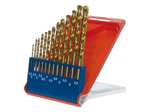 kwb 427140, Drill, Drill bit set, Høyrehåndsrotasjon, Strykejern, Plast, Profil, Blad metall, Rustfritt stål, 135°, Titanium-Coated High-Speed Steel