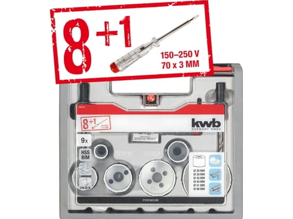 kwb 598220, Ställ, Borr, Gjuten aluminium, Trä, Grå, Snabbstål (HSS), 9 styck
