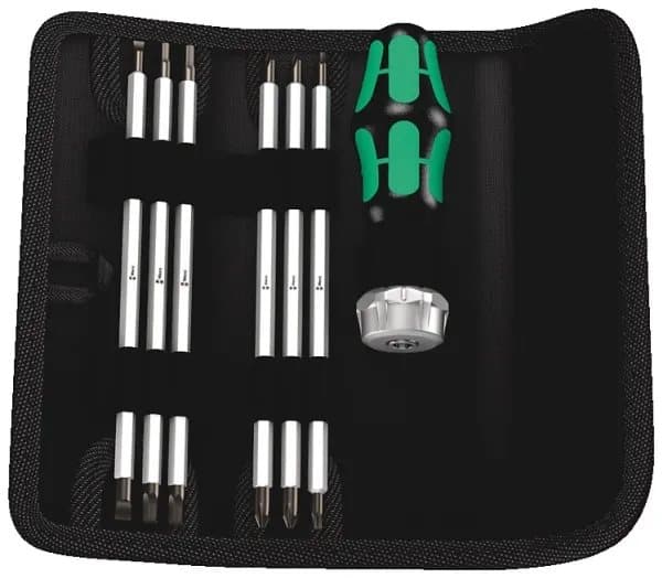 Wera Kraftform Kompakt Vario RA SB - Skruvmejsel med spärrfunktion och bitsats - 7 delar - 175 mm - 6 mm - i bärpåse