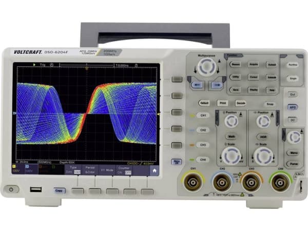 VOLTCRAFT DSO-6204F Digitaalinen oskilloskooppi 200 MHz 4-kanavainen 1 GSa/s 40000 kpts 8-bittinen digitaalinen muisti (DSO), funktion generaattori (