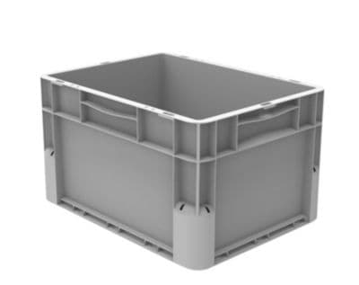 EuroClick Eurokasse - 44L Rec - Grå, 600x400x235mm - u/håndtagshuller