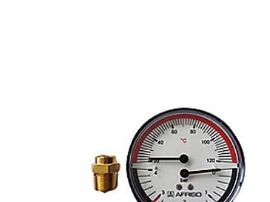 Termo-manometer - Ø80, 1/2'' (bag), 0-4 bar / 20-120 C