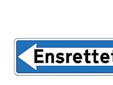 Ensrettet venstre - Oplysningstavle E19,1 30x80 T3 refleks, DS/EN12899-1