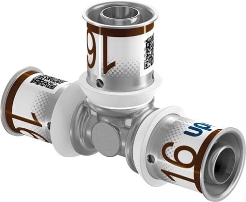 MLC-puristimen T-kappale 32-32-32mm - lattialämmitykseen ja lämpimän käyttöveden ja pattereiden lämmitysjärjestelmiin