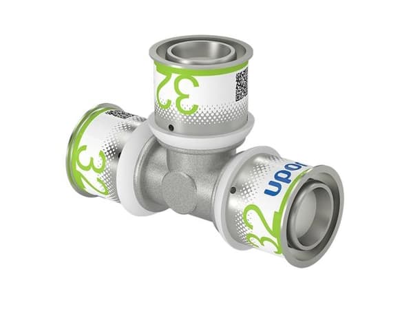 MLC-puristimen T-kappale 32-32-32mm - lattialämmitykseen ja lämpimän käyttöveden ja pattereiden lämmitysjärjestelmiin
