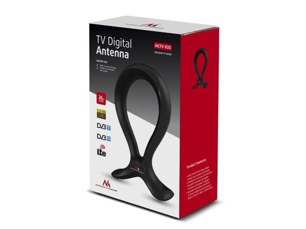 Maclean MCTV-920, Sisätila, Musta, 470 - 790 MHz, 26 dB, ATSC, DVB-T, DVB-T2, ISDB-T, F