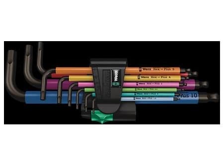 Wera 950/9, L-formet hexnøkkel, Metrisk, 9 stykker, Plast, Rustfritt stål, Svart oksiderende