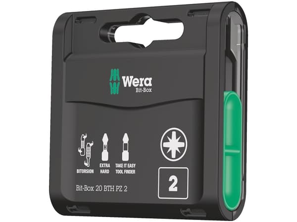 Wera Bit-Box 20 BTH PZ - Spiss for skrutrekker - 20 deler - pozidriv - PZ2 - heksagonal - lengde: 25 mm
