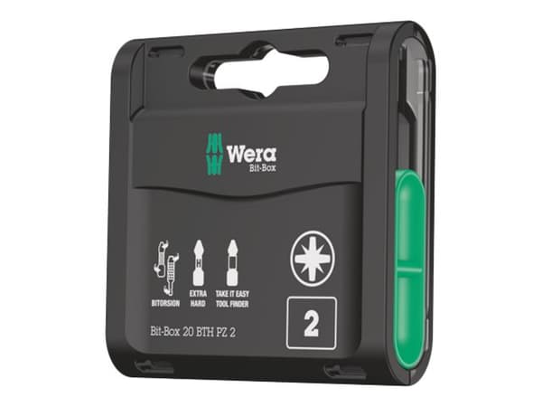 Wera Bit-Box 20 BTH PZ - Spiss for skrutrekker - 20 deler - pozidriv - PZ2 - heksagonal - lengde: 25 mm