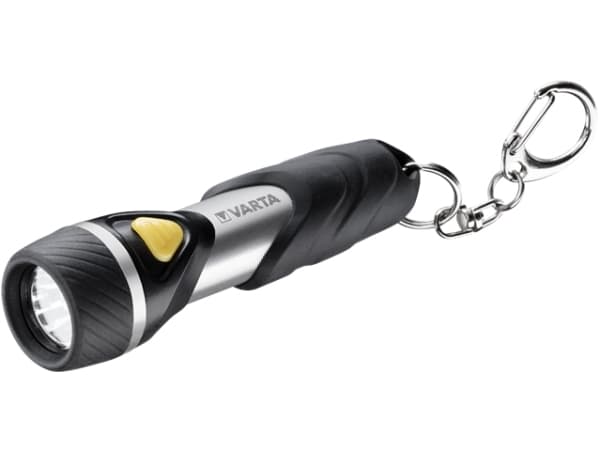 Varta Day Light Key Chain Light, Avaimenperätaskulamppu, Alumiini, Musta, ABS-synteettinen, Alumiini, Kumi, LED, 1 lamppua, 12 lm
