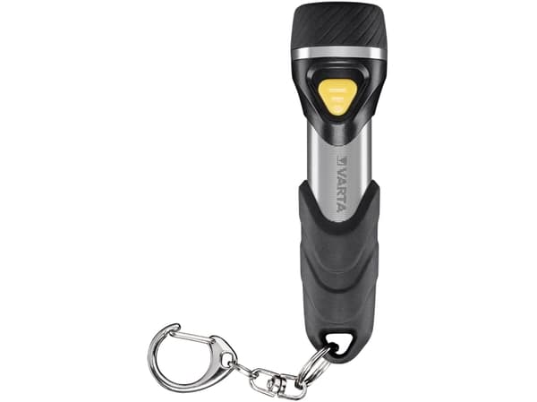 Varta Day Light Key Chain Light, Avaimenperätaskulamppu, Alumiini, Musta, ABS-synteettinen, Alumiini, Kumi, LED, 1 lamppua, 12 lm