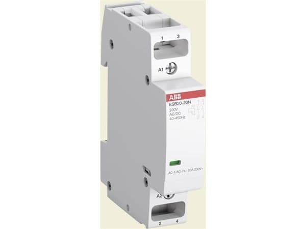Asennuskytkin 2-napainen 1NO+1NC, AC-1 20A 55 asteessa, 250V AC, ohjausjännite 230V AC/DC
